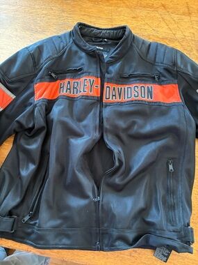 Harley-Davidson Black Jacket with Orange Chest Panel